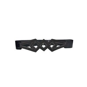 DIESEL Black Wide Leather‎ Belt Geometric Cut Out 100% Cow Leather Sz 90 cm